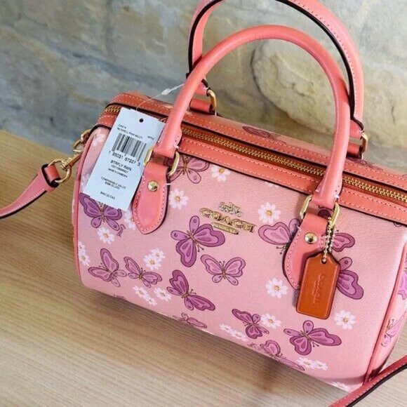 COACH ROWAN SATCHEL IN SIGNATURE CANVAS BUTTERFLIES PRINT /Wallet option NWT - Picture 10 of 15